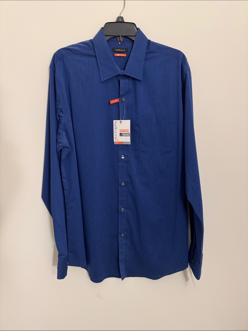 Van Heusen Men's Blue Pinstripe Button-Down Dress Shirt